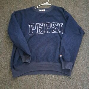 Vintage 1980s Pepsi Navy Blue Fleece Sweatshirt. Size large